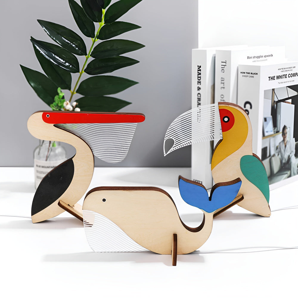 WoodiLight – Tier-Tischlampe aus Holz mit LED für Kinderzimmer