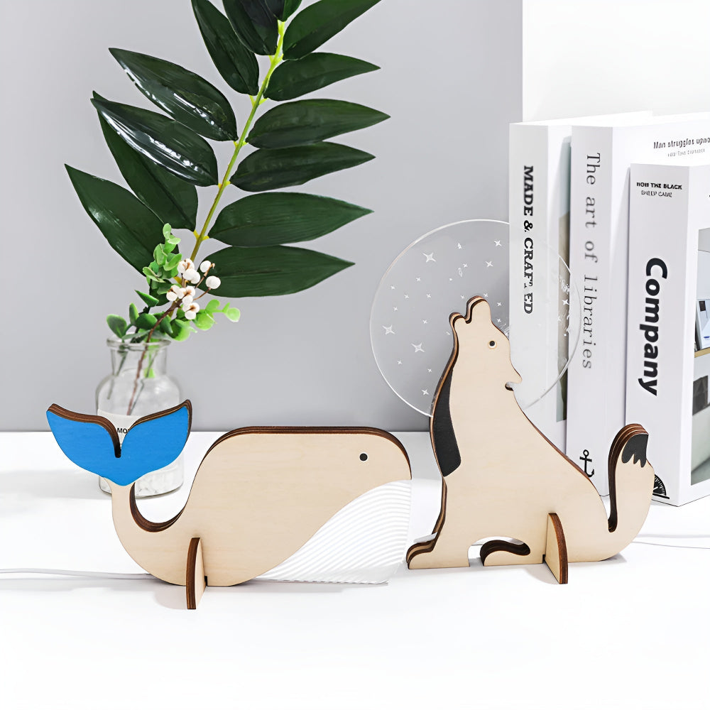 WoodiLight – Tier-Tischlampe aus Holz mit LED für Kinderzimmer